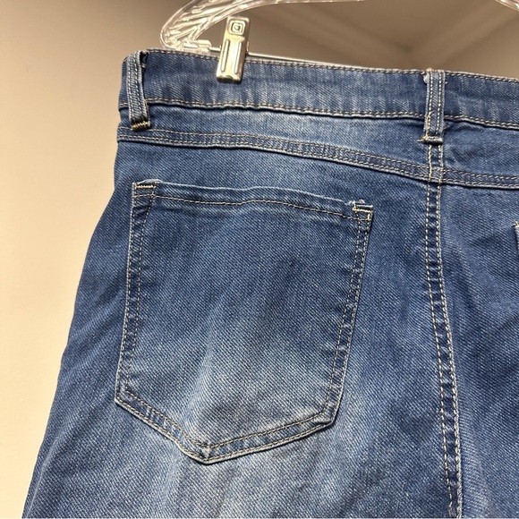 D. Jeans Straight Leg Cuffed Ankle Jeans Medium Wash Whiskered Plus Size 16 - Picture 10 of 14